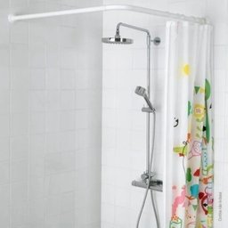 Porta Cortina Banheiro Box Varão Tubo Curvo de Aço em L 1x1m - 3