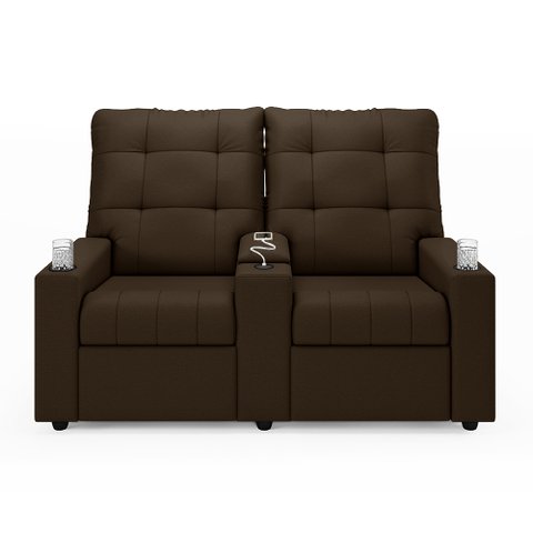 Poltrona do Papai Reclinável Sala de Cinema Palace 2 Lugares Manual Baú Usb Veludo Marrom G23 - Enca