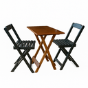 Ver imagem 2 de Conjunto Mesa Dobrável 70x70 Tampo Mdf e 02 Cadeiras Dobrável Retrátil:imbuia/preto