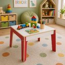 Ver imagem 1 de Mesinha Infantil Madeira Didatica Mesa Vermelha MDF Estudos Lanche Multiuso Quarto Infantil Brinqued