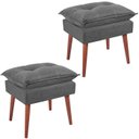Ver imagem 1 de Kit 2 Puff Puf Opall Pes Palito 55x40cm Suede Cinza Escuro MPassos