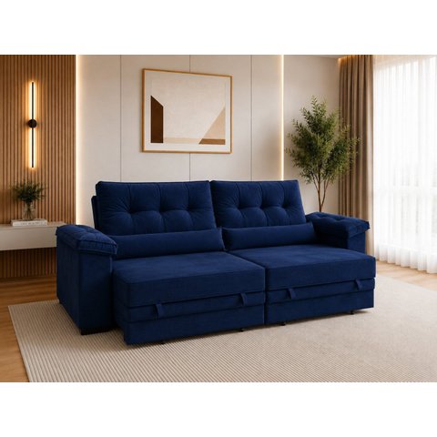Sófa Retrátil Reclinável 300cm Dubai Veludo Premium
