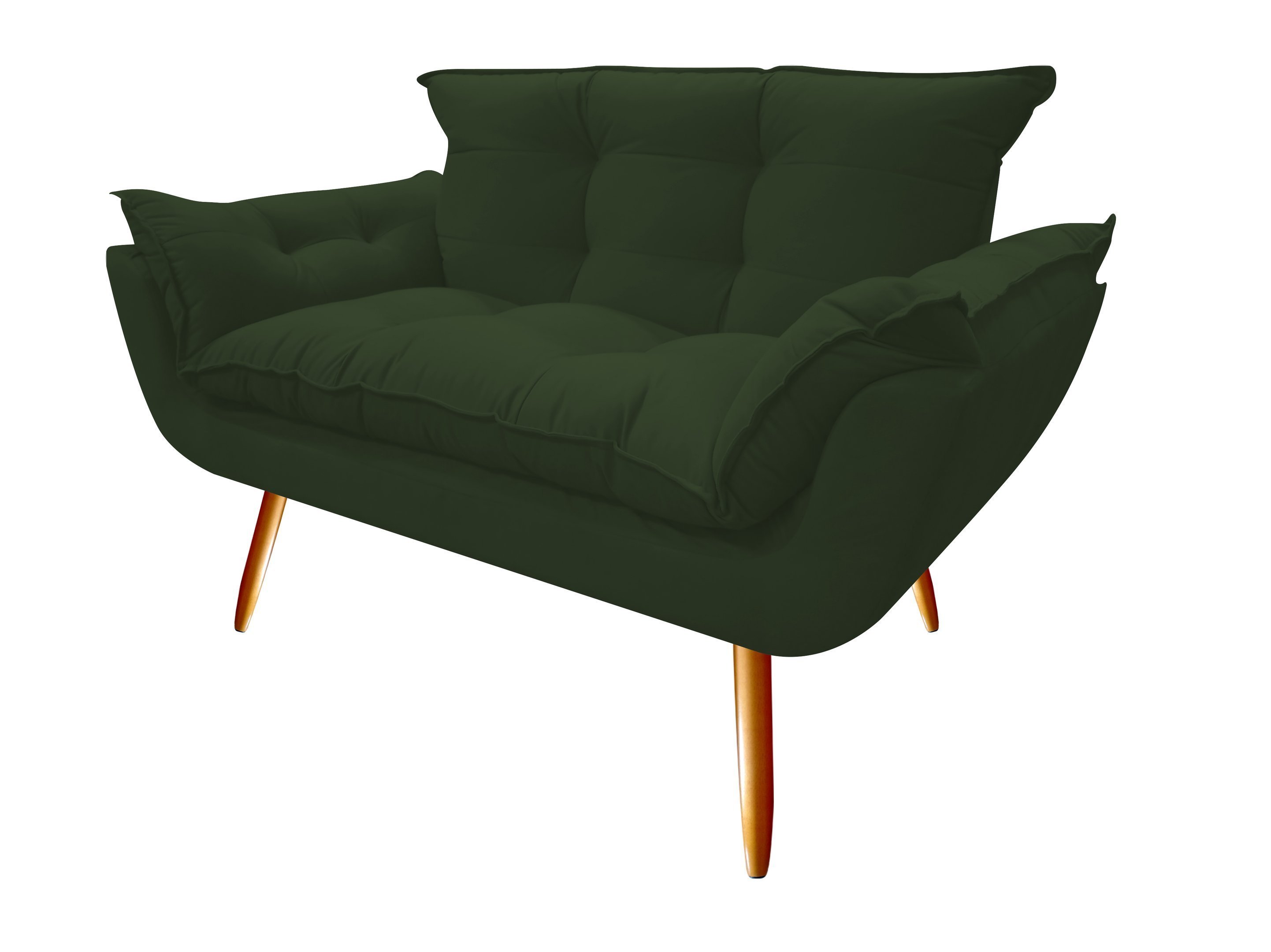 Namoradeira Decorativa Opala Suede Verde 2 Lugares Pés Madeira Ms Decor - 1