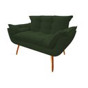 Ver imagem 1 de Namoradeira Decorativa Opala Suede Verde 2 Lugares Pés Madeira Ms Decor