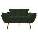 Ver imagem 2 de Namoradeira Decorativa Opala Suede Verde 2 Lugares Pés Madeira Ms Decor