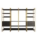 Ver imagem 3 de Closet Industrial Casal Completo Loft Preto 4 Módulos Cabideiro com Gavetas Base Dourada