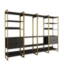 Ver imagem 2 de Closet Industrial Casal Completo Loft Preto 4 Módulos Cabideiro com Gavetas Base Dourada