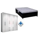Ver imagem 1 de Cama Box Casal + Colchão Foggia Sogni + Guarda Roupa Master 8.6 Branco