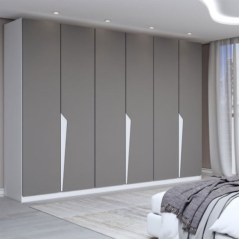 Guarda-roupa Casal Luxe 2,42 Metros 6 Portas 4 Gavetas Branco/cinza - Panorama Móveis