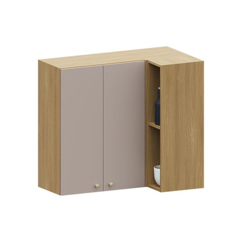 Armário Aéreo Canto Reto 95cm 2 Portas com Nicho Elegance Luciane Móveis
