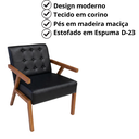 Ver imagem 4 de Poltrona Zara Corino Moderno Sala de Estar Escritório Quarto:preto