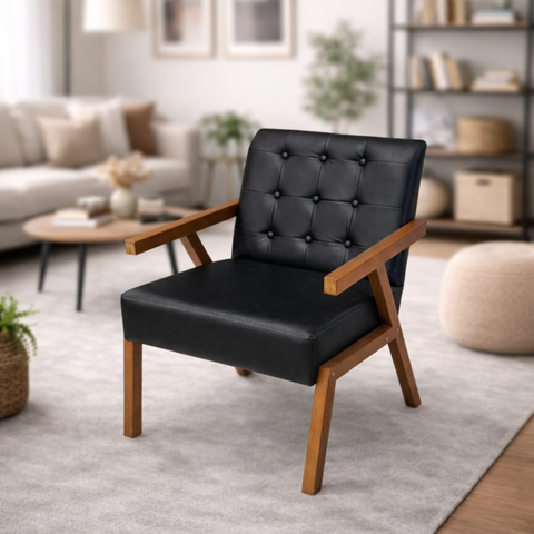 Poltrona Zara Corino Moderno Sala de Estar Escritório Quarto:preto