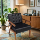 Ver imagem 2 de Poltrona Zara Corino Moderno Sala de Estar Escritório Quarto:preto