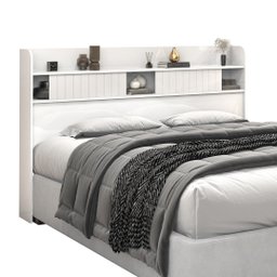 Cabeceira Dubai Mdf Prateleiras Portas Correr Quarto Moderno:casal/branco - 2
