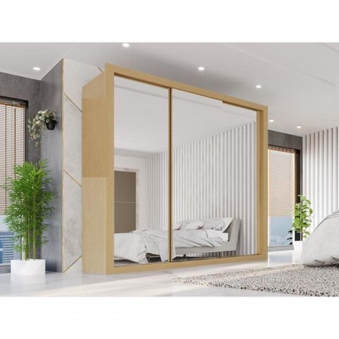 Guarda Roupa Casal Crsal 3 Portas de Correr 4 Gavetas MDP Madeirado Multimóveis 185,5cm