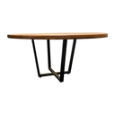 Ver imagem 2 de Mesa Reunião Industrial Redonda Elaine 1,30 em Madeira Maciça e Base em Ferro Preto