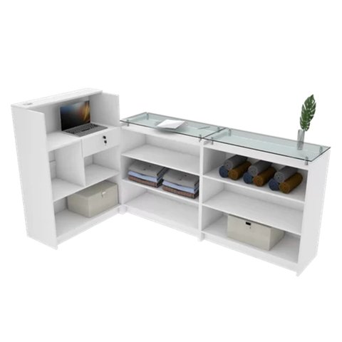 BALCÃO PRATELEIRAS DUPLA M55.2021.B (LOJA, ATENDE, ROUPAS) MUNDI MOVEIS