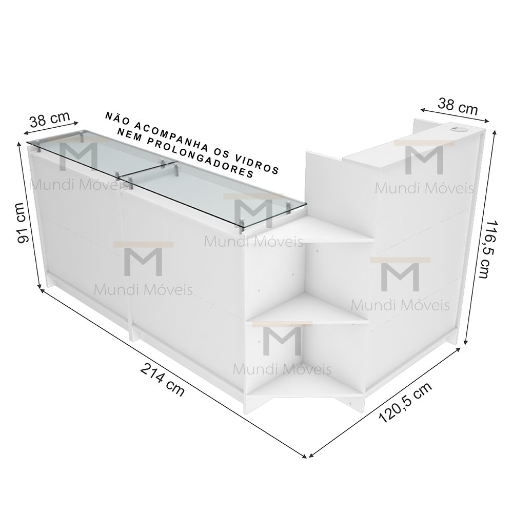 BALCÃO PRATELEIRAS DUPLA M55.2021.B (LOJA, ATENDE, ROUPAS) MUNDI MOVEIS - 3