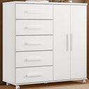 Ver imagem 6 de Guarda Roupa Casal Doble 8 Portas com Cômoda MDP Branco Albatroz Móveis