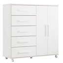 Ver imagem 3 de Guarda Roupa Casal Doble 8 Portas com Cômoda MDP Branco Albatroz Móveis