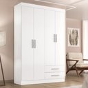 Ver imagem 1 de Guarda-Roupa Solteiro 4 Portas 2 Gav Branco Kioto