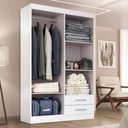 Ver imagem 2 de Guarda-Roupa Solteiro 4 Portas 2 Gav Branco Kioto