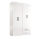 Ver imagem 4 de Guarda-Roupa Solteiro 4 Portas 2 Gav Branco Kioto