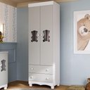 Ver imagem 1 de Guarda-roupa Infantil 62cm 2 Portas com Vidro e 2 Gavetas Ternura Multimóveis Mp4476 Branco/off