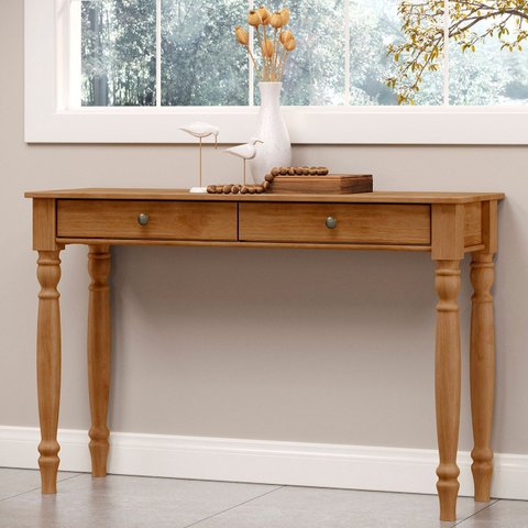 Aparador de Sala 120cm 2 Gavetas Pé Madeira Rubia Freijó F07 - Mpozenato