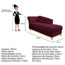 Ver imagem 4 de Recamier Vanessa 1,40M Lado Esquerdo Suede Bordô - ADJ Decor