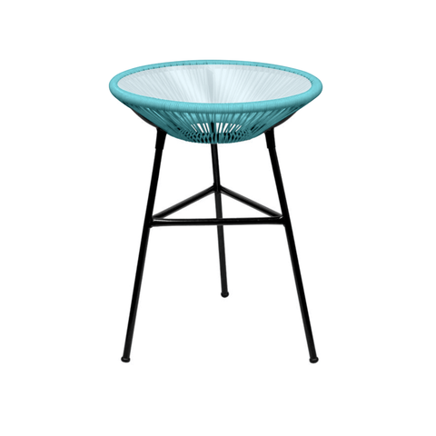 Mesinha de Canto Acapulco para Todos Os Ambientes Azul Turquesa (acompanha Vidro)