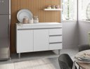 Ver imagem 2 de Kit Cozinha Andreia Pia 100 Cm e Balcão Cooktop Branco - Ajl Móveis