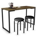 Ver imagem 1 de Mesa de Cozinha Bistrô Porto Castanho 120cm com 2 Banquetas Industriais Maviê Preto - Mpozenato