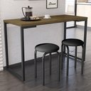 Ver imagem 2 de Mesa de Cozinha Bistrô Porto Castanho 120cm com 2 Banquetas Industriais Maviê Preto - Mpozenato