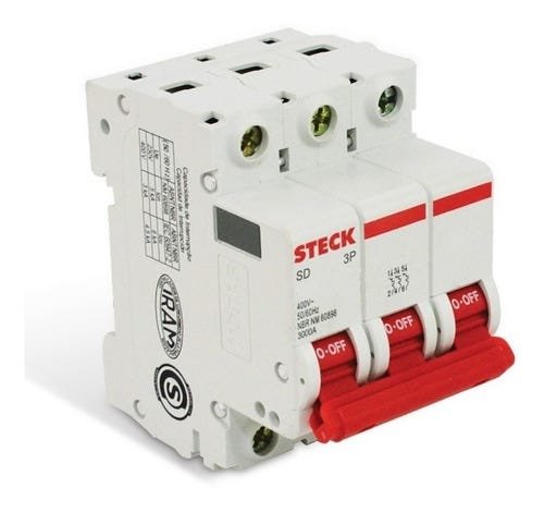Disjuntor Tripolar 3p 70a Curva C 3ka 400v Sdd63c70 Steck - 3