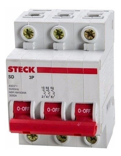 Disjuntor Tripolar 3p 70a Curva C 3ka 400v Sdd63c70 Steck - 1
