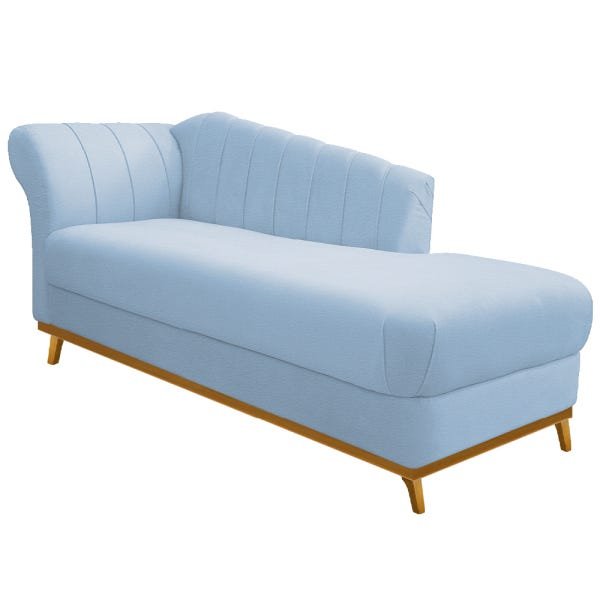 Recamier Vanessa 185cm Lado Direito Corano Azul Bebê - Adj Decor - 1