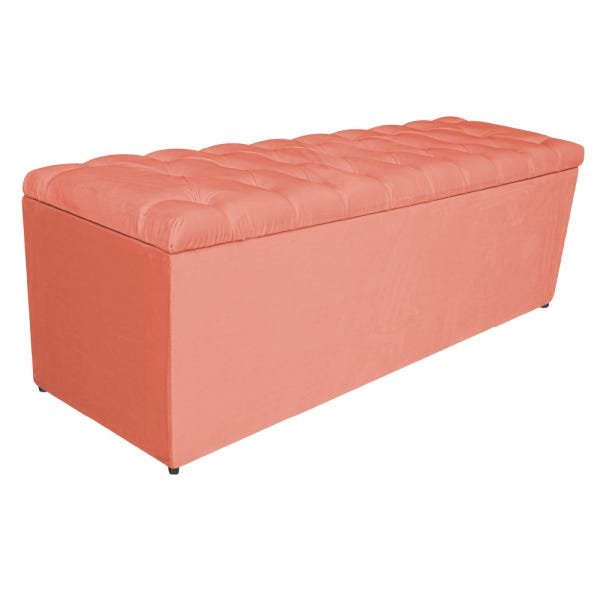 Calçadeira Estofada Liverpool 140cm Casal Suede Coral - Adj Decor - 1