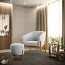Ver imagem 2 de Puff Stella Suede Cinza Base Madeira Castanho - D’Rossi