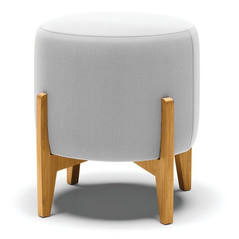 Puff Stella Suede Cinza Base Madeira Castanho - D’Rossi