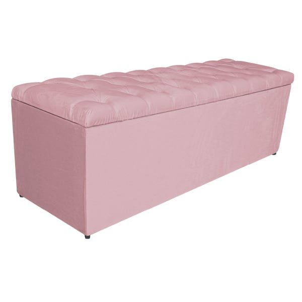 Calçadeira Estofada Liverpool 160cm Queen Size Corano Rosa Bebê - Adj Decor - 1