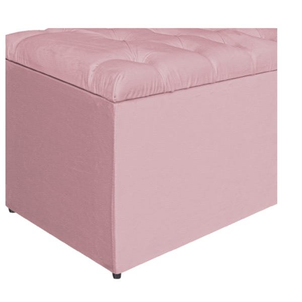 Calçadeira Estofada Liverpool 160cm Queen Size Corano Rosa Bebê - Adj Decor - 5