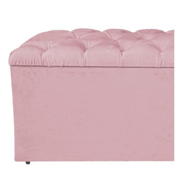 Calçadeira Estofada Liverpool 160cm Queen Size Corano Rosa Bebê - Adj Decor - 6