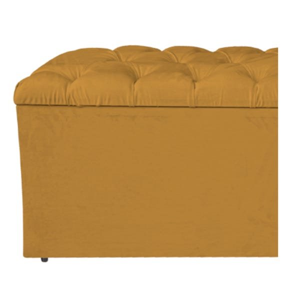 Calçadeira Estofada Liverpool 100cm Solteiro Suede Mostarda - Adj Decor - 6