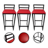 Kit 3 Banquetas Quadrada Bistro Industrial Alta Casa Bar Cozinha:vermelho - 2