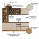 Ver imagem 4 de Cozinha Armario 5 Peças Cristaleira Balcao para Pia 258 cm Etna Carvalho Oak Off White Poliman