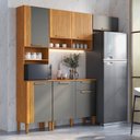 Ver imagem 1 de Cozinha Modulada Compacta 4 Peças 7 Portas e 1 Gaveta 221cm 100% MDF Viena Espresso Móveis