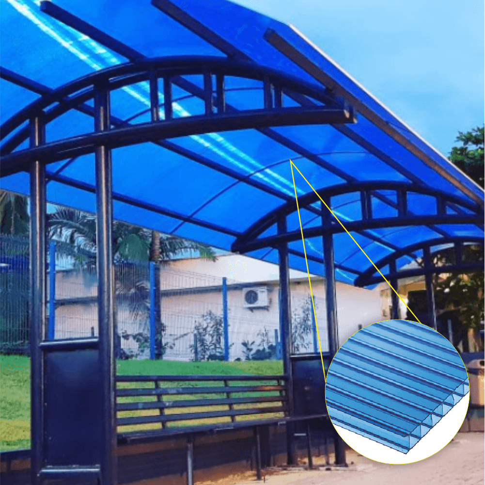 Ver imagem 5 de Cobertura Policarbonato Alveolar 6,00m x 6,00m - Azul 6mm