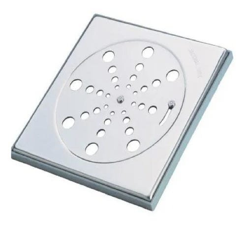 Ralo Grelha Inox para Banheiro Quadrado 15x15 com Fecho - 1