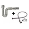 Sifão Sanfonado Universal Cr + Engate Flexível Trançado 40cm - 1